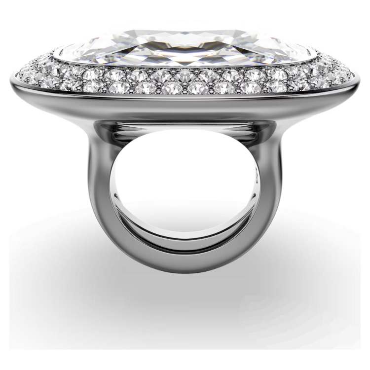 Una Angelic cocktail ring Cushion cut, White, Ruthenium plated
